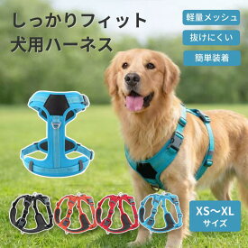 ＼スーパーセールP5倍＆クーポン配布 ／犬 ハーネス 頭から被る必要無し 抜けにくい 負担が少ない 着けやすい 簡単装着 快適 小型犬 中型犬 大型犬 速乾 雨の日 安心 アウトドア 裏地メッシュ ソフト 胴輪 パワーハーネス 散歩 反射付き お出かけ 耐久性