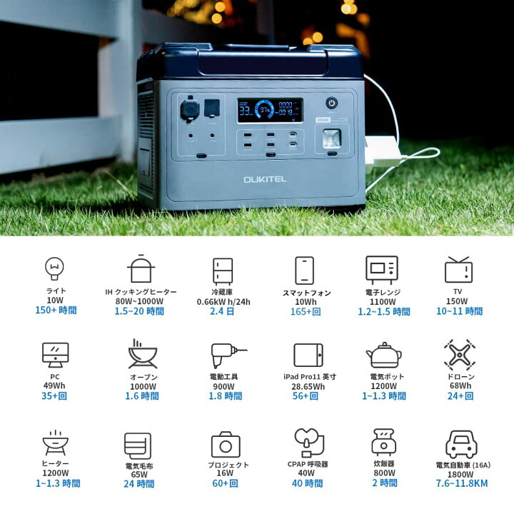 楽天市場】ポータブル電源 大容量 2000Wh 1.5時間高速充電 16口リン酸 