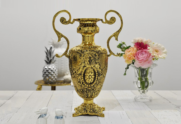 安価 ワタナベ フラワーベース VIRTUS社 老舗メ－カ－ インテリア ハンドル付 ベース ブラス 真鍮 スペイン製 高級 花瓶 花瓶