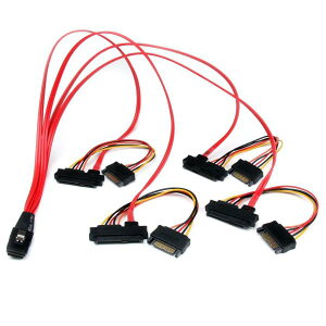 StarTech.com 50cm MiniSASP[u SFF8087(36s/IX) - 4x SFF8482(29s/X) + 4x SATAd(15s/IX) SAS808782P50