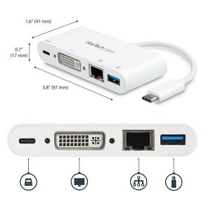 StarTech.com USB Type-Cڑ}`A_v^ DVI/GbE/USB 3.0|[g USB PD 2.0Ή USB Type-C~jhbLOXe[V DKT30CDVPD