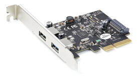 StarTech.com 2ポートUSB-A増設PCI Expressインターフェースカード 標準&ロープロファイル対応/Windows/macOS/Linux対応 PEXUSB312A3