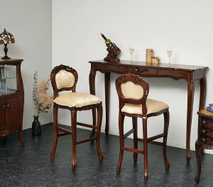 コモ カウンターテーブル ブラウン 幅135cm 木製 コンソールテーブル デスク 高級感 おしゃれ アンティーク 猫脚 クラシック テーブル ダイニング 作業台 ワークデスク 収納 ディスプレー 飾