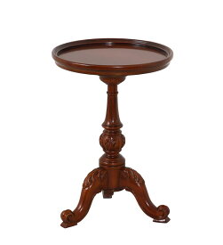 ヴァーサ ラウンドテーブル ブラウン ティテーブル コーヒーテーブル カフェ 木製 猫脚 高級感 おしゃれ アンティーク ネコ脚 クラシック 食卓テーブル 完成品