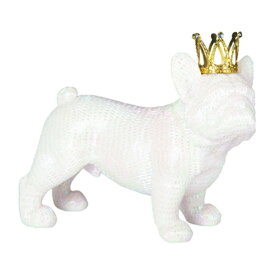 王様フレンチブルドッグ 立ち 犬 いぬ 置き物 オブジェ 飾り物 オーナメント 置物 インテリア雑貨 北欧 ホワイト モダン 高級感 かわいい かっこいい 海外インテリア 海外製 レンジ 樹脂 白 おしゃれ 王冠