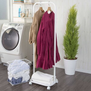 ランドリーハンガーラック キャスター付き バスケット 収納 ランドリーバスケット シンプル おしゃれ コンパクト 洋服掛け 衣類収納