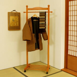 ハンガーラック 木製 パーソナルハンガー 天然木 コートハンガー 省スペース スリム キャスター 棚付き コート掛け ヴィンテージ レトロ ひとり暮らし おしゃれ カジュアル