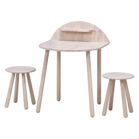 ダイニング3点セット ホワイトウォッシュ コンパクト 木製 省スペース ナチュラルテイスト 北欧 カントリー スツール 丸椅子 かわいい おしゃれ シンプル ワンルーム 狭い部屋 サブテーブル サブデスク 小さい カフェテーブル 1人暮らし