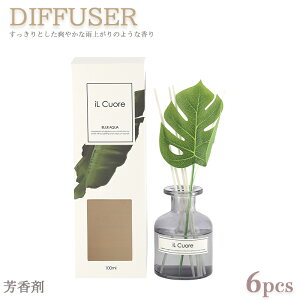 送料無料 6個入り イルクオーレディフューザー ディフューザー リードディフューザールームフレグランス フレグランス 芳香剤 100ml スティック ガラスボトル 硝子瓶 アロマ おしゃれ インテ