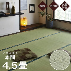 日本製 い草ラグ 本間4.5畳 (約286×286cm) 国産 い草 上敷き 和風 センターラグ コンパクト 双目織 おしゃれ 双目織 四畳半 撥水 和室 ござ 日本製 両面仕立て 防臭 リバーシブル 抗菌 い草カ