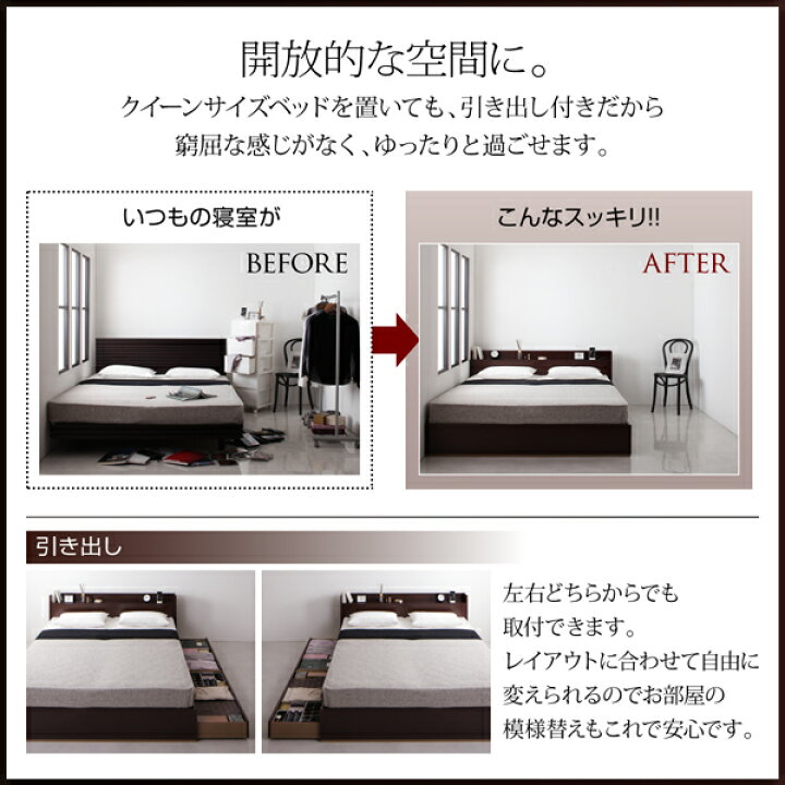 楽天市場】送料無料 クイーンサイズ マットレス付き クイーンベッド 