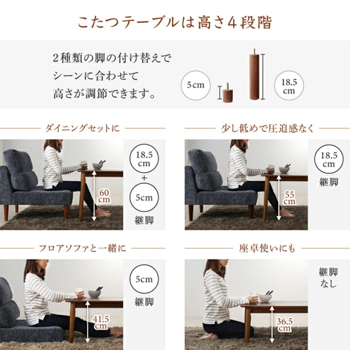 楽天市場】送料無料 高さ調節可能 ハイバックこたつソファダイニング 
