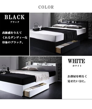 セミダブルベッドマットレス付き大容量収納付きベッド【送料無料】ベッドベットセミダブルベットセミダブルサイズベッド下収納宮棚コンセント付き収納ベッドヴェガボンネルコイルマットレス:ハード付きセミダブル宮付き引き出し付きベッド白黒社員寮