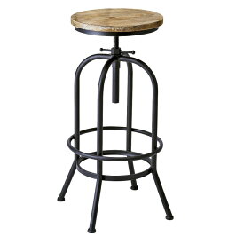 バーチェア インダストリアル 高さ調整 アイアンフレーム 無骨 カウンターチェア アイアン イス ヴィンテージ加工 チェアー おしゃれ 天然木 足置き付き 男前インテリア 腰掛け コンパクト 玄関 椅子 ハイスツール