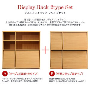 送料無料フラップ扉ディスプレイラック【2個セット】2列2段扉付フラップチェストフラップラックラックディスプレイ棚書棚本収納チェスト本棚魅せる収納リビング収納木製モダンシンプル北欧白ホワイトナチュラルダークブラウンCDラックDVDラック