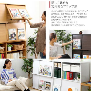 送料無料フラップ扉ディスプレイラック【2個セット】2列2段扉付フラップチェストフラップラックラックディスプレイ棚書棚本収納チェスト本棚魅せる収納リビング収納木製モダンシンプル北欧白ホワイトナチュラルダークブラウンCDラックDVDラック