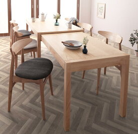 SORA ソラ 北欧 スライド伸縮テーブル ダイニングテーブルセット(テーブル W135-235 × 奥行80 × 高さ72cm +チェア6脚) 7点セット 6人用 天板拡張 木製 天然木 ナチュラル 角型 500026739 ダイニングセット 6人掛け 食卓セット 伸縮 伸長式 伸長 モダン おしゃれ 送料無料