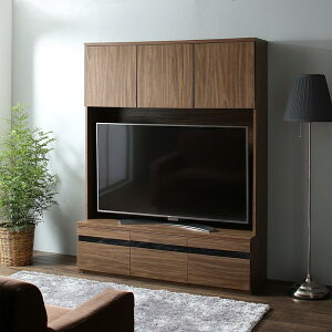 【送料無料】 テレビボードのみ 幅140cm 奥行き45 高さ180cm ハイタイプテレビボードシリーズ Glass line グラスライン テレビ台 木製 55インチ対応 ウォルナットブラウン