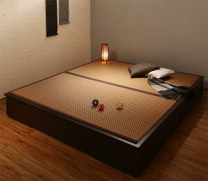 送料無料 美草畳 クイーンベッド 大型ベッドサイズ 引出収納付き 畳 和モダンデザイン小上がり 夢水花 ユメミハナ 畳みベッド 畳ベッド たたみ 引き出し 収納付き 大容量 収納 クイーンサイ