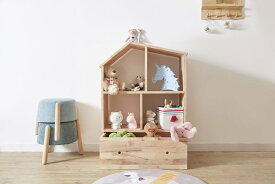 天然木 ハウスシェルフ おしゃれ かわいい 本棚 収納ラック 飾り棚 オープンシェルフ オープンラック ディスプレイラック 子ども部屋 子供部屋 キッズ カワイイ オシャレ デザイン インテリア 引き出し ナチュラルテイスト 北欧 カントリー アンティーク