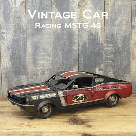 ビンテージカー Vintage Car ヴィンテージカー Racing MUSTANG 48 アメリカン雑貨 アンティーク レトロ おしゃれ 置き物 置物 オブジェ