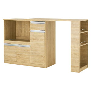 キッチンカウンター 伸縮式 拡張テーブル付き 幅104〜178cm キッチン収納 スライド棚 ダークブラウン/ナチュラル/ホワイト キッチンラック レンジボード スライド台 木目調 木製 引き出し 炊