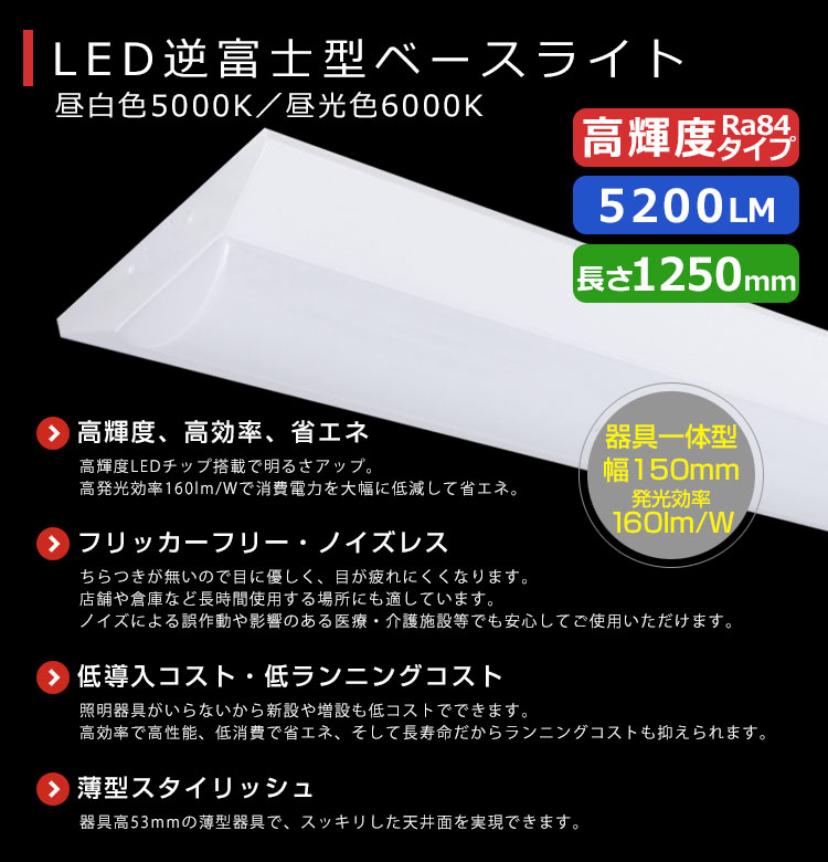 正規品販売！ 即納 KOIZUMI 直管形LED ベースライト 逆富士 1灯用 昼白色 AH36218L