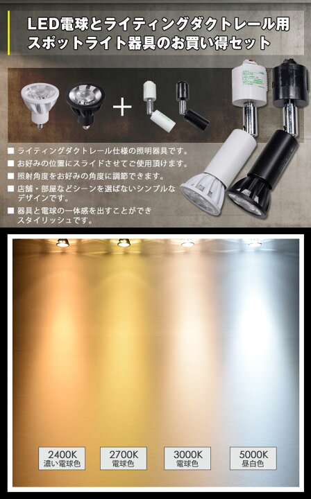 楽天市場】【ダクトレール用スポットライト器具セット】【高演色 