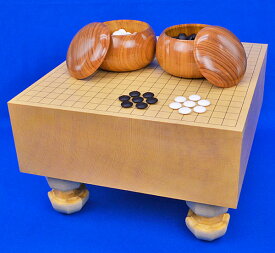 囲碁セット　新かや5寸足付碁盤セット(蛤碁石28号・欅碁笥特大)