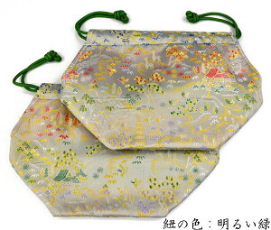 碁笥袋 特大用 裏地付 山水柄 ※紐の色:明るい緑色