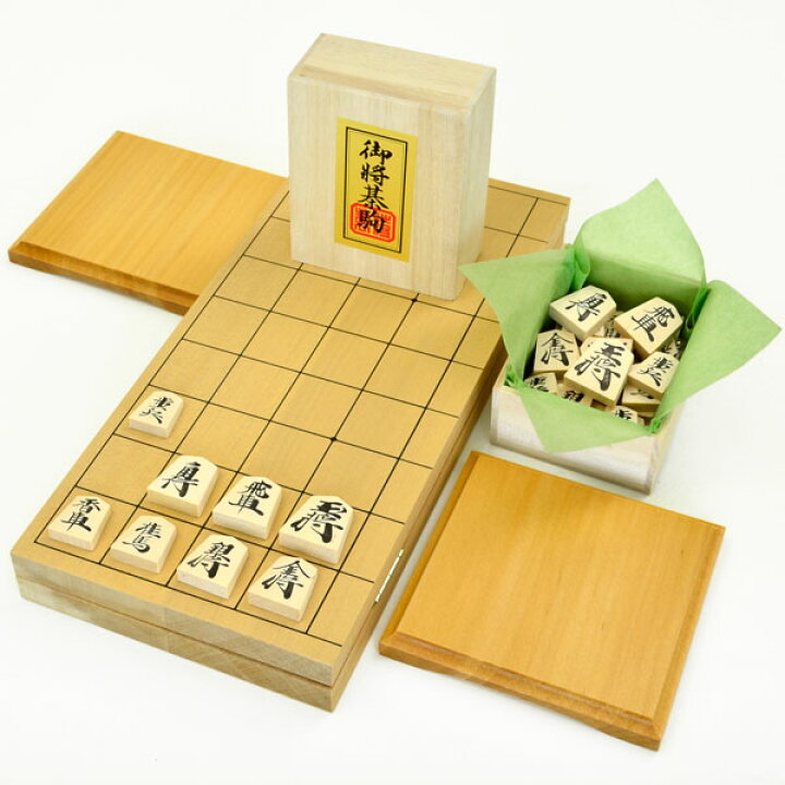 楽天市場】木製将棋セット 新桂6号折将棋盤セット(木製将棋駒優良押し 