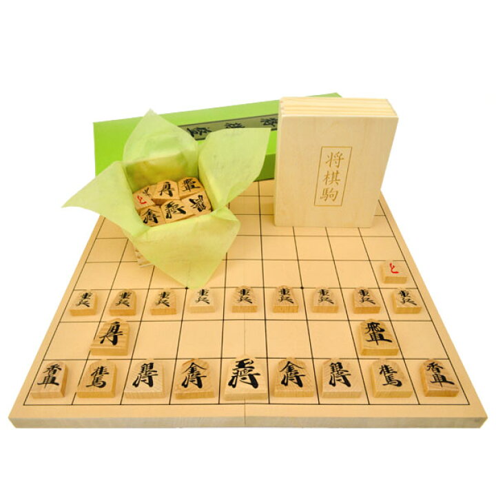 楽天市場】木製将棋セット 新桂5号折将棋盤セット(木製普及将棋駒 