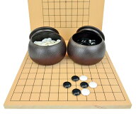訳あり特価の入門向き木製囲碁セット 新桂13路9路盤セット※プラスチック碁石椿(白石84粒黒石85粒)・ブロ…