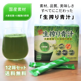 【ケンプリア株式会社】 【正規品】 飲みやすい 生搾り青汁 30包×12箱 360回分 国産青汁 国産大麦若葉 赤神力 麦緑素 6種類の野菜をブレンド キャベツ ゴーヤ ニンジン セロリ かぼちゃ ほうれん草 野菜エキス 健康補助食品 農薬不使用 非加熱製法 活性保存製法 送料無料