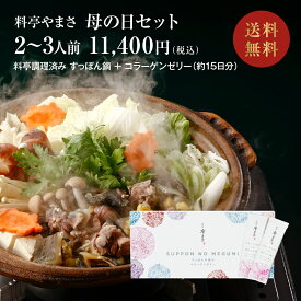 料亭やまさ 母の日セット【料亭調理済みすっぽん鍋 300g(2-3人前)+コラーゲンゼリー1箱(15本入り)】 スッポン鍋 国産 大分 高級 簡単調理 すっぽん料理 スッポン スッポン鍋 ギフト プレゼント 鍋 お鍋 鍋セット 贈り物 健康 お取り寄せ グルメ 送料無料 母の日