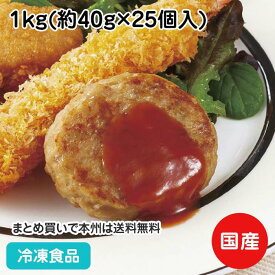 安心逸品 国産ミートハンバーグ (Ca&Fe) 1kg (約40g×25個入) 20071(冷凍食品 業務用 おかず 総菜 お弁当 国産 着色料不使用 香料不使用 化学調味料不使用 両面焼 ふっくら やわらか 柔らか カルシウム 鉄分)