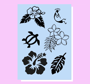 ★送料無料メール便★ステンシル/ハワイ A4シート