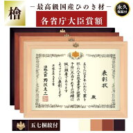 【新商品】表彰状　賞状　賞状額　表彰状額　檜（ひのき） 各省庁 大臣賞　各省庁大臣賞額　Q