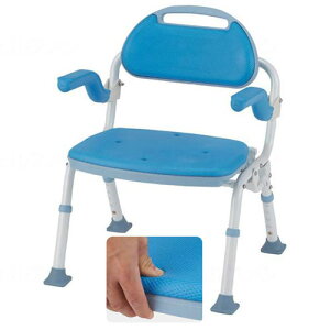 折りたたみシャワーベンチ ソフテック ブルー SBF-00BL 肘掛け&背付タイプ 組立完成品 シャワーチェア 風呂イス マキテック