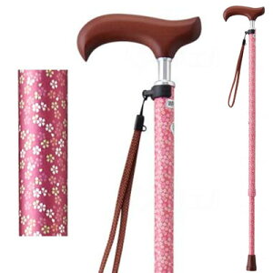 夢ライフステッキ スリムネック 伸縮スリムタイプ【小花Xちりめん】替えゴム1個付 ウェルファン