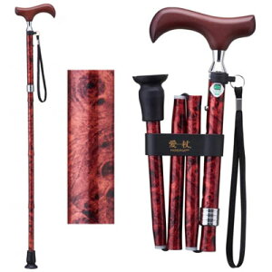 愛杖Eシリーズ 折りたたみ ブラウンモクメ E-251B 花柄杖  ケイ・ホスピア