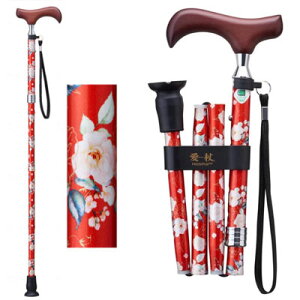 愛杖Eシリーズ 折りたたみ レッドハナ E-253B 花柄杖  ケイ・ホスピア