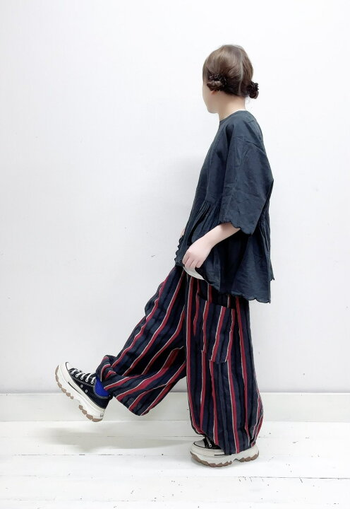 楽天市場】【tumugu】スカラップ刺繍コットンリネンボイル5分袖プル