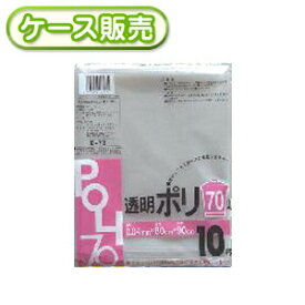 30冊入り E-73 透明ポリ袋 70L 10枚 (ごみ袋　ゴミ袋　ビニール袋　POLI　70リットル　厚み0.04mm　厚口　厚手)【送料無料(離島除)】[syspo]