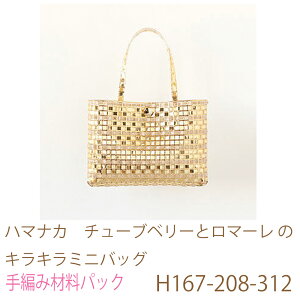 ハマナカ チューブベリーとロマーレ のキラキラミニバッグH167-208-312完成品ではありません。手編み材料パックです。(糸と編み図だけが入っています。ボタン、ファスナー等は入っていま