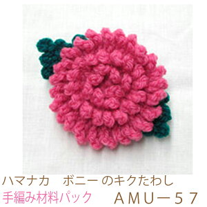 ハマナカ ボニー のキクたわしAMUー57完成品ではありません。手編み材料パックです。(糸と編み図だけが入っています。ボタン、ファスナー等は入っていません。