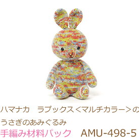 ハマナカ　ラプックス＜マルチカラー＞のうさぎのあみぐるみAMU-498-5完成品ではありません。手編み材料パックです。