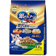 （まとめ買い）ユニ・チャーム 銀のスプーン 贅沢素材バラエティ まぐろ・かつお・ささみ・野菜味 1.1kg …