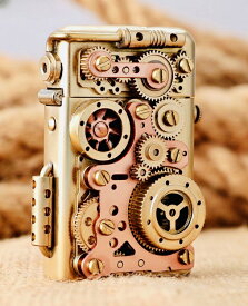 手造リ高品質真鍮歯車満載スチームパンクオイルライター　オイルライター　ZORROオイルライター13ギア連動式