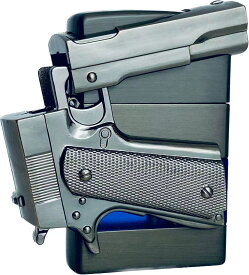 立体厚重型創意デザインピストル型ガスライター　透明ガスタンク亜鉛合金プリント式ガスライター　折り畳み式銃型ライターユニークなデザインが好きな方への最適なギフト